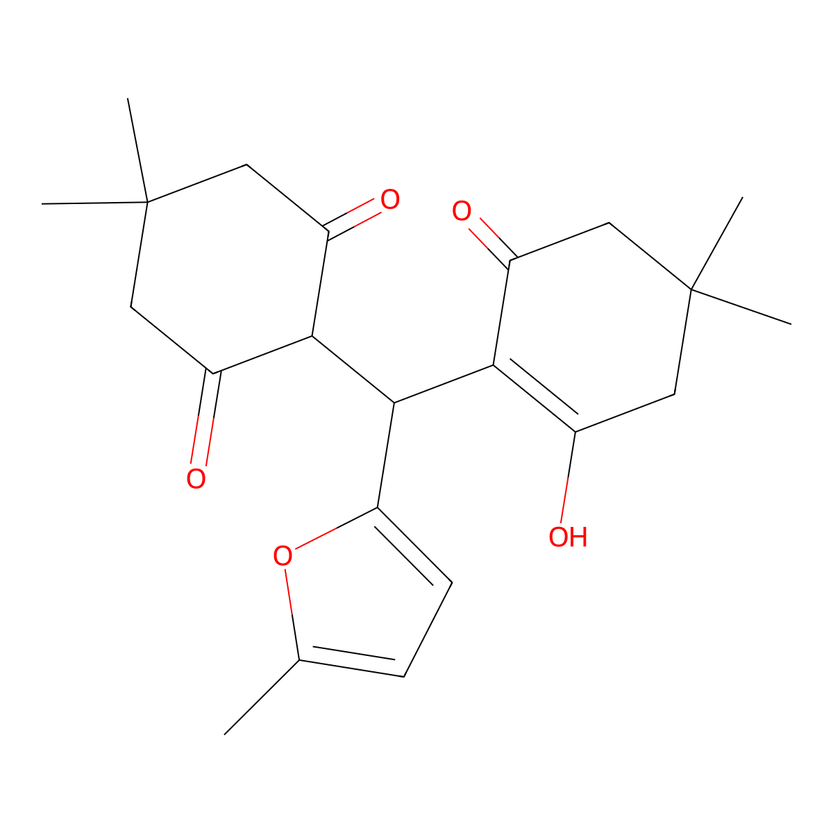 2-[(2-Hydroxy-4,4-dimethyl-6-oxo-1-cyclohexen-1-yl)(5-methyl-2-furyl)methyl]-5,5-dimethyl-1,3-cyclohexanedione molecular structure, CAS 304481-31-0