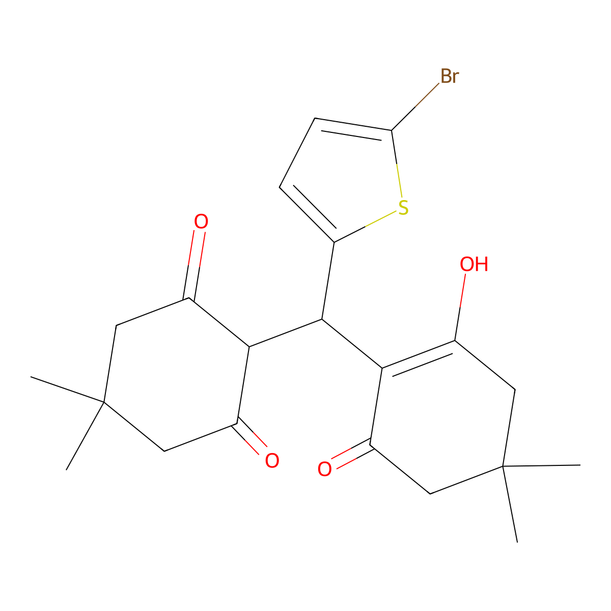 2-[(5-Bromo-2-thienyl)(2-hydroxy-4,4-dimethyl-6-oxo-1-cyclohexen-1-yl)methyl]-5,5-dimethyl-1,3-cyclohexanedione molecular structure, CAS 304481-35-4