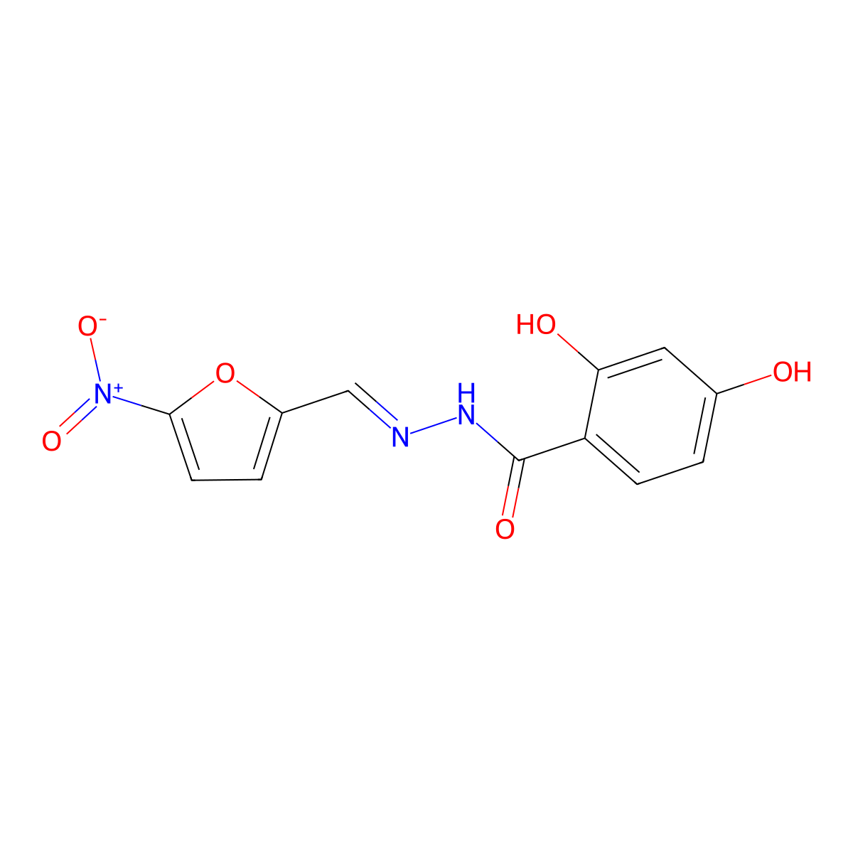 2,4-Dihydroxybenzoic acid 2-[(5-nitro-2-furanyl)methylene]hydrazide molecular structure, CAS 304481-57-0