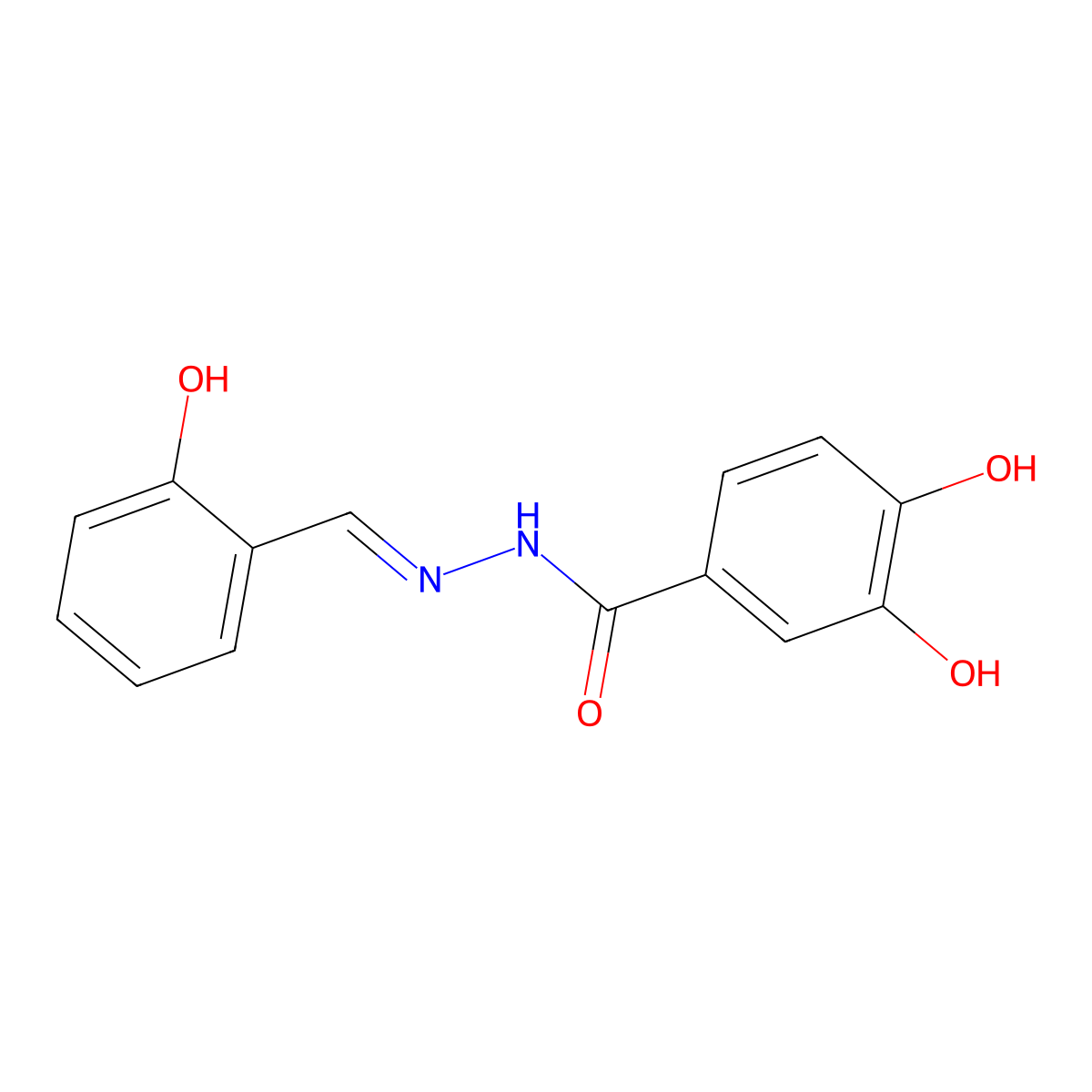 3,4-dihydroxy-N'-(2-hydroxybenzylidene)benzohydrazide molecular structure, CAS 304481-60-5