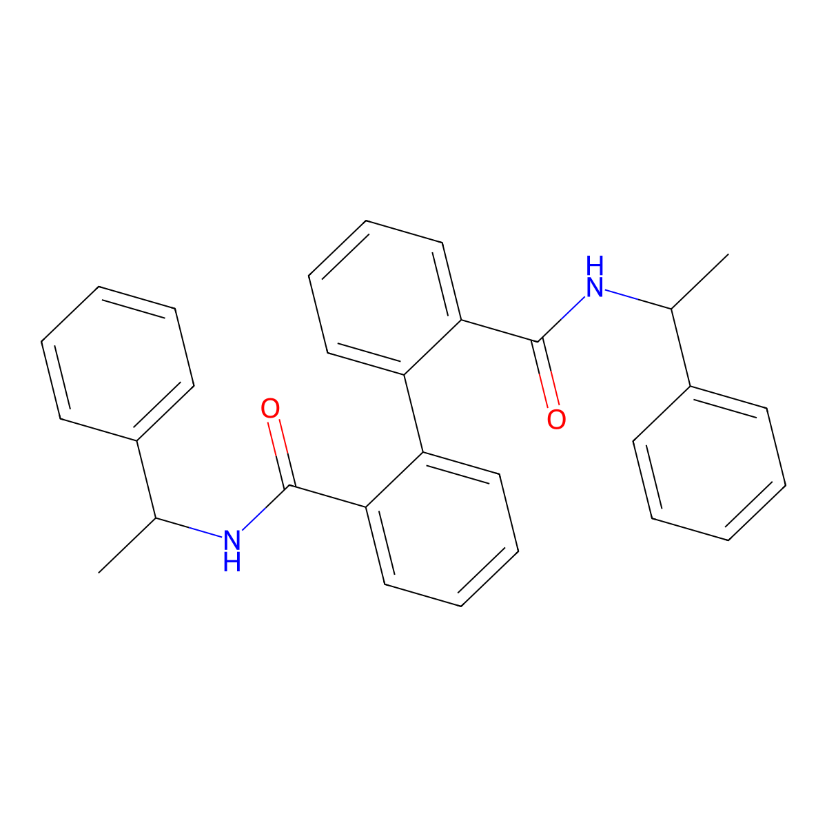 N-(1-phenylethyl)-2-[2-(1-phenylethylcarbamoyl)phenyl]benzamide molecular structure, CAS 304508-79-0