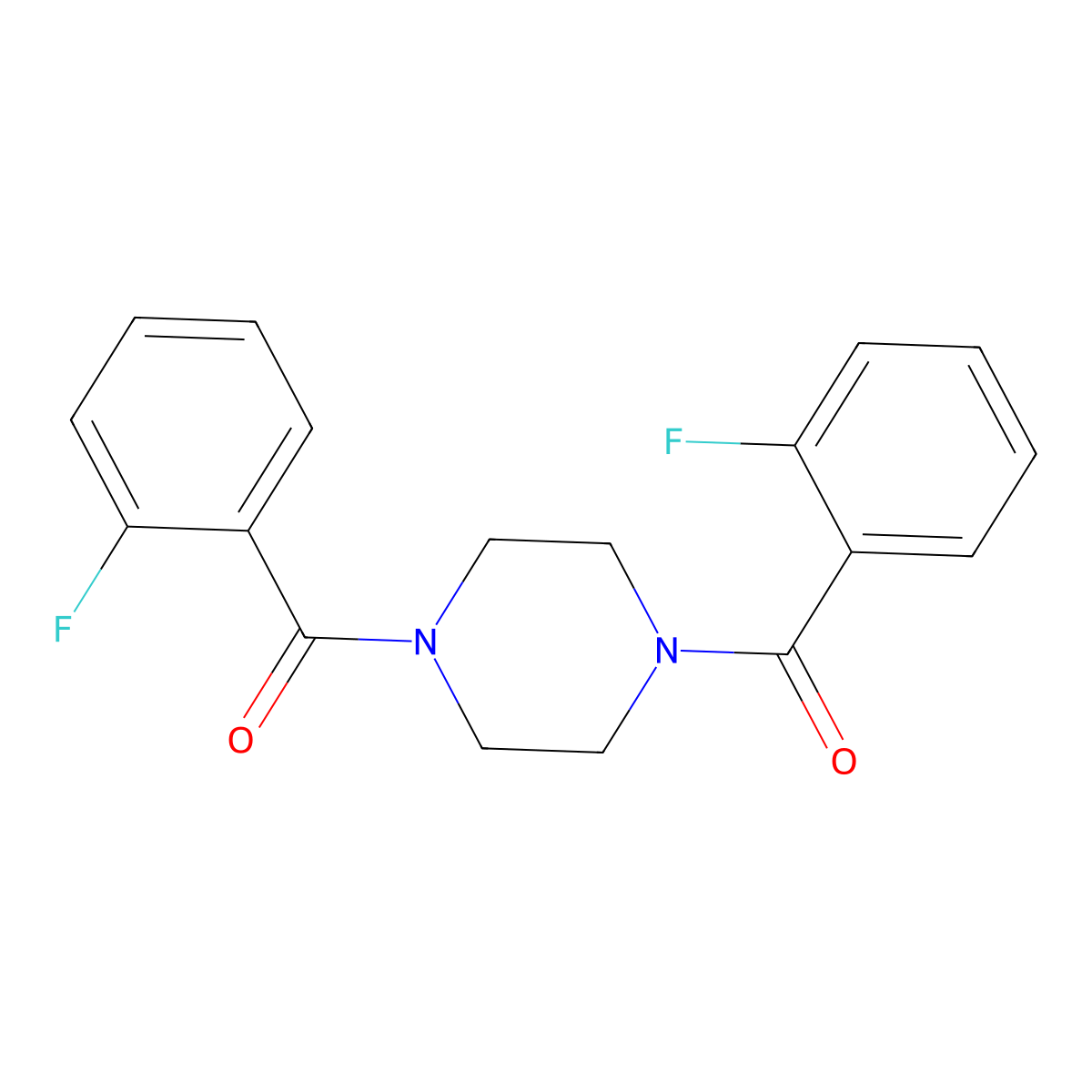 Piperazine-1,4-diylbis((2-fluorophenyl)methanone) molecular structure, CAS 304510-78-9