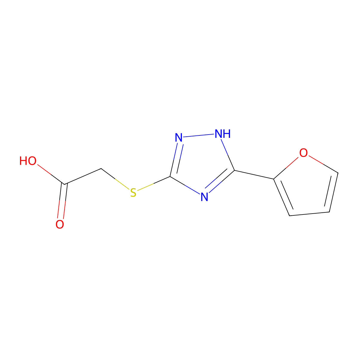 {[5-(2-Furyl)-4h-1,2,4-triazol-3-yl]sulfanyl}acetic acid molecular structure, CAS 30452-55-2