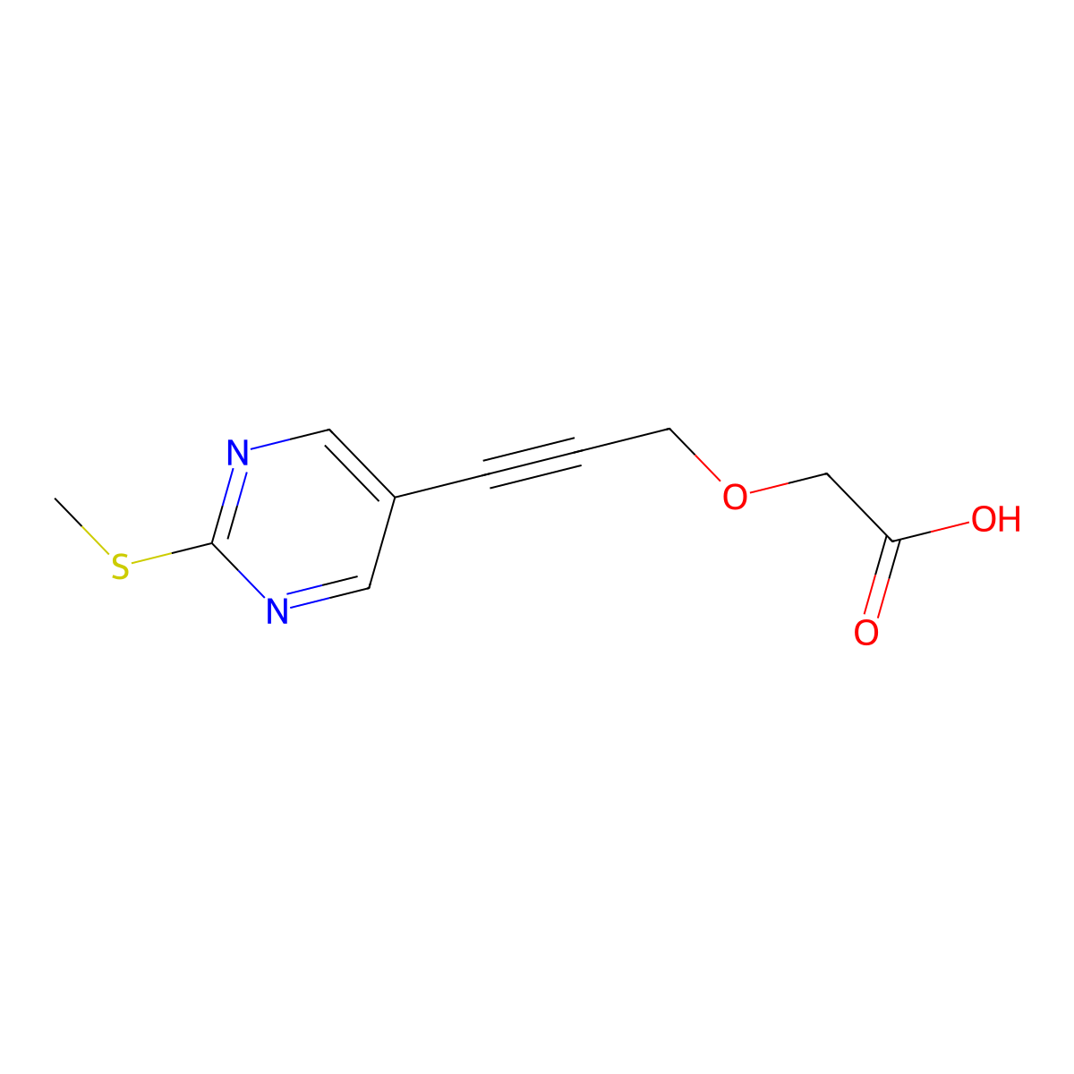 2-((3-(2-(Methylthio)pyrimidin-5-yl)prop-2-yn-1-yl)oxy)acetic acid molecular structure, CAS 3045467-07-7