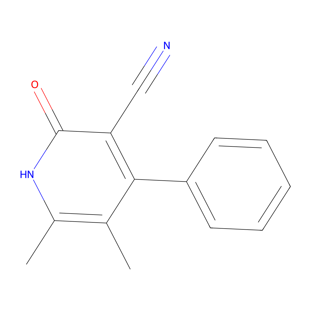 5,6-Dimethyl-2-oxo-4-phenyl-1,2-dihydropyridine-3-carbonitrile molecular structure, CAS 30456-37-2