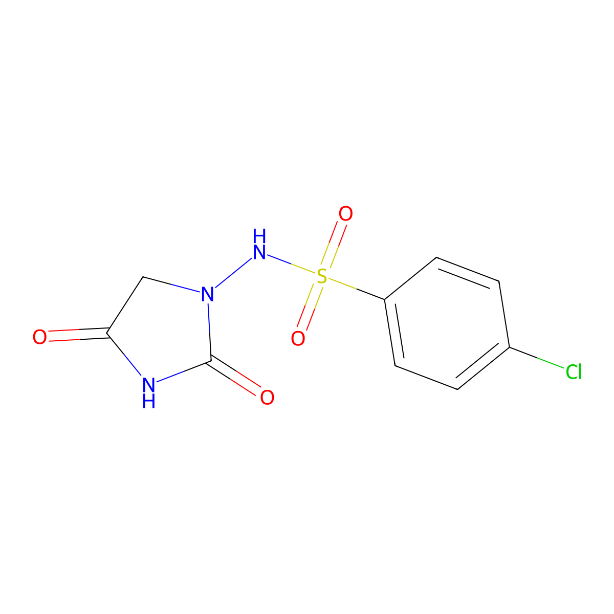 4-chloro-N-(2,4-dioxoimidazolidin-1-yl)benzenesulfonamide molecular structure, CAS 30458-49-2