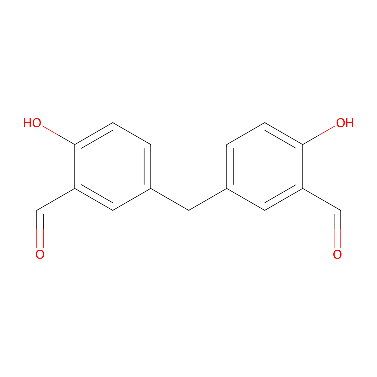 5-[(3-Formyl-4-hydroxyphenyl)methyl]-2-hydroxybenzaldehyde molecular structure, CAS 3046-82-0