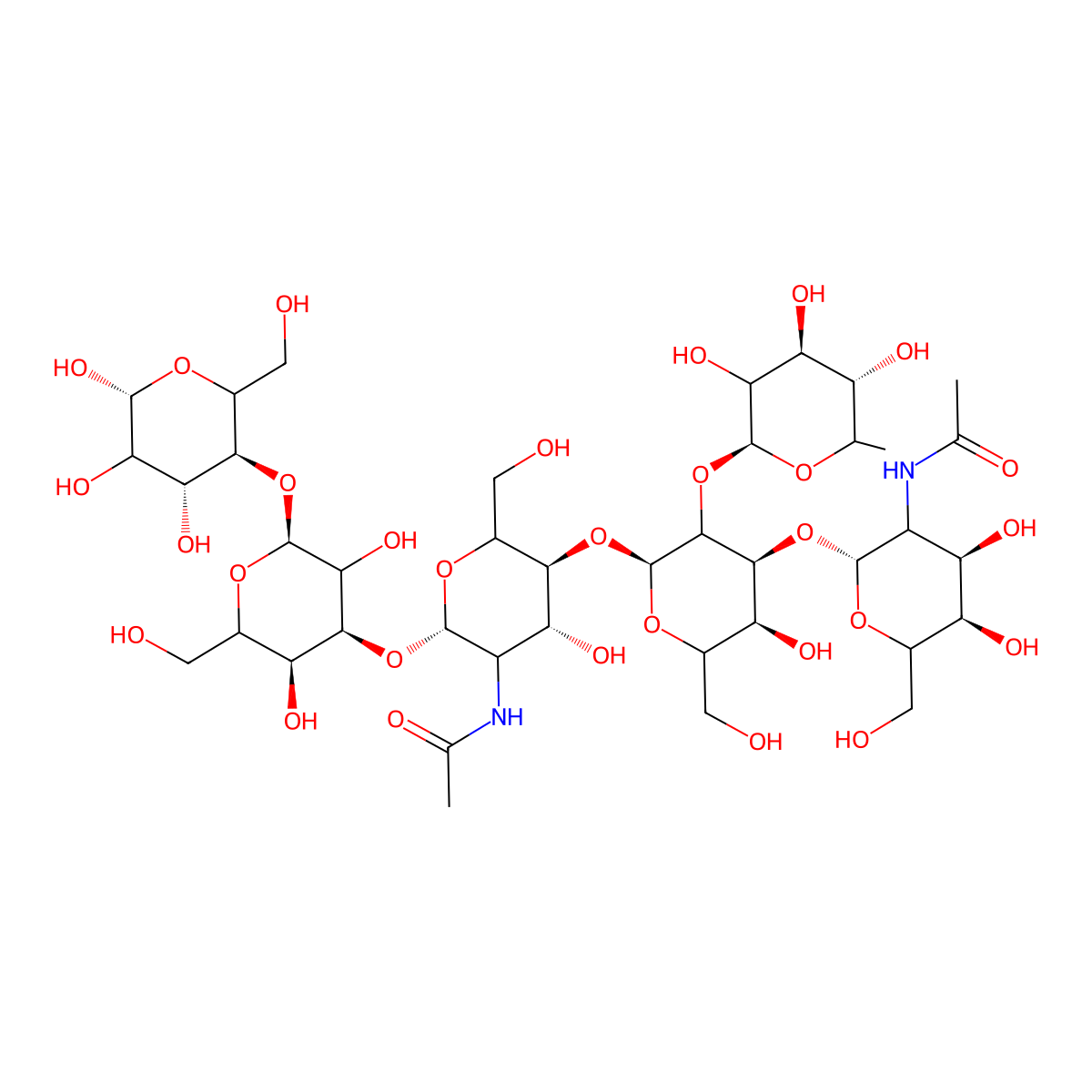 A antigen hexaose type 2 molecular structure, CAS 30461-82-6