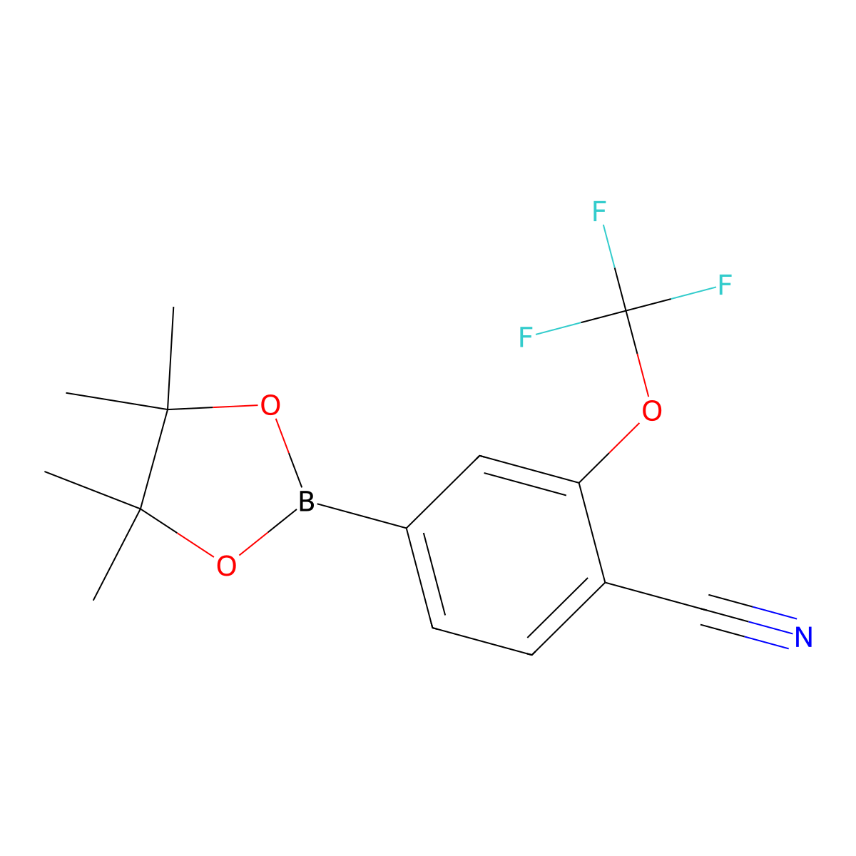 4-(4,4,5,5-Tetramethyl-1,3,2-dioxaborolan-2-YL)-2-(trifluoromethoxy)benzonitrile molecular structure, CAS 3046221-82-0