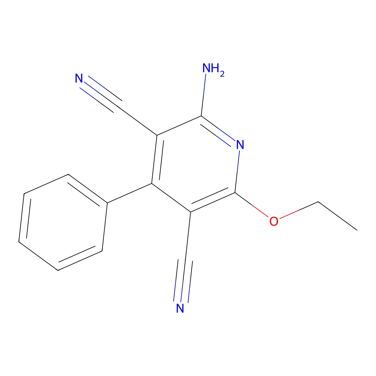 2-Amino-6-ethoxy-4-phenylpyridine-3,5-dicarbonitrile molecular structure, CAS 30464-12-1