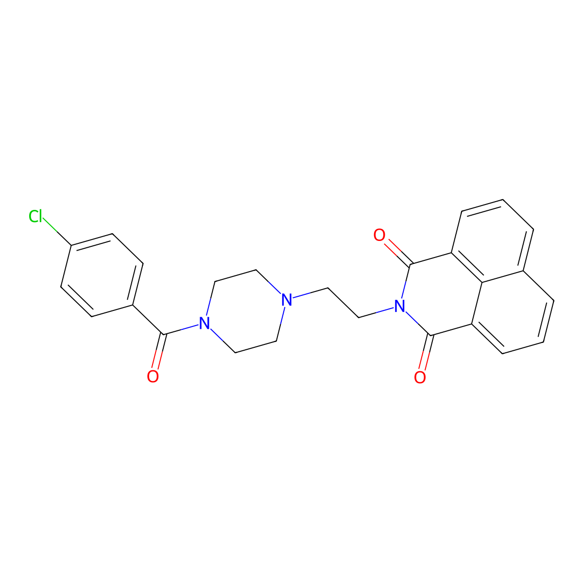 2-(2-(4-(4-chlorobenzoyl)piperazin-1-yl)ethyl)-1H-benzo[de]isoquinoline-1,3(2H)-dione molecular structure, CAS 304643-36-5