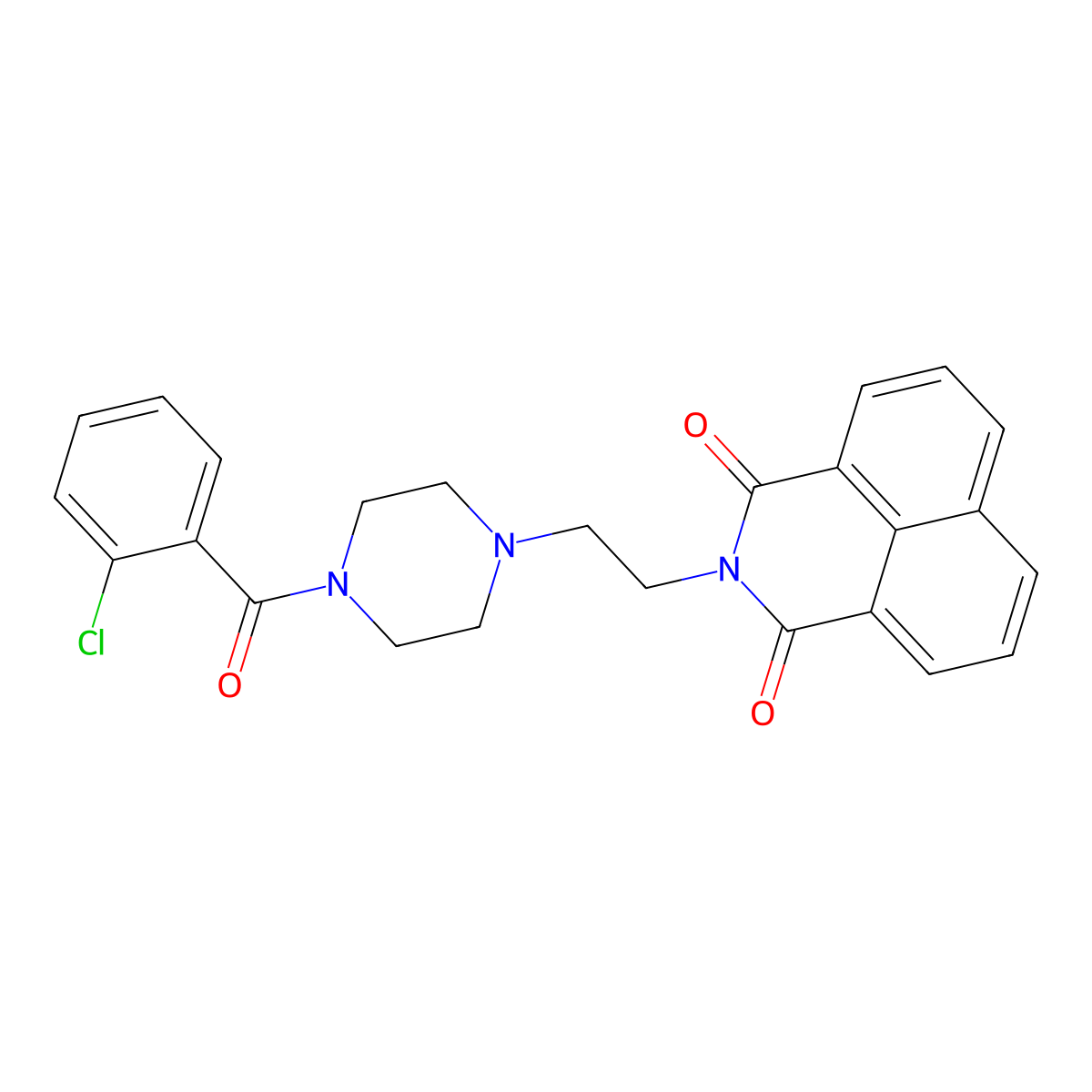 2-(2-(4-(2-chlorobenzoyl)piperazin-1-yl)ethyl)-1H-benzo[de]isoquinoline-1,3(2H)-dione molecular structure, CAS 304643-41-2