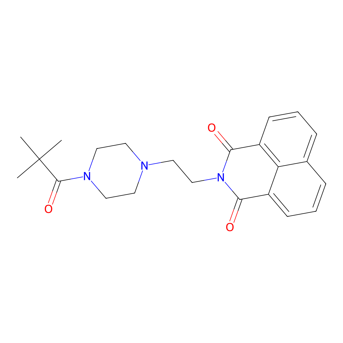 2-(2-(4-pivaloylpiperazin-1-yl)ethyl)-1H-benzo[de]isoquinoline-1,3(2H)-dione molecular structure, CAS 304645-33-8