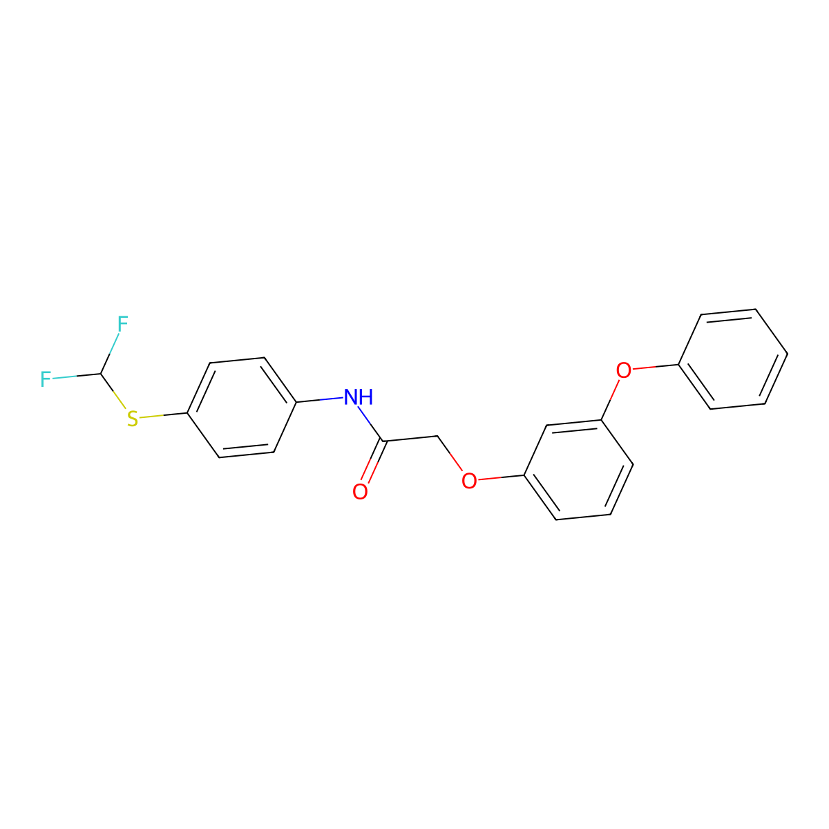N-[4-(difluoromethylsulfanyl)phenyl]-2-(3-phenoxyphenoxy)acetamide molecular structure, CAS 304646-12-6