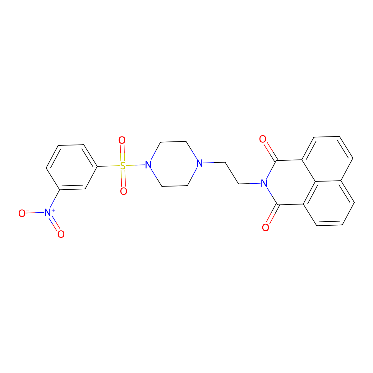 2-(2-(4-((3-nitrophenyl)sulfonyl)piperazin-1-yl)ethyl)-1H-benzo[de]isoquinoline-1,3(2H)-dione molecular structure, CAS 304646-19-3