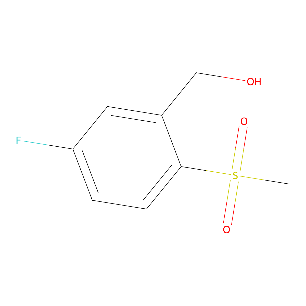 5-Fluoro-2-(methylsulphonyl)benzyl alcohol molecular structure, CAS 304649-77-2