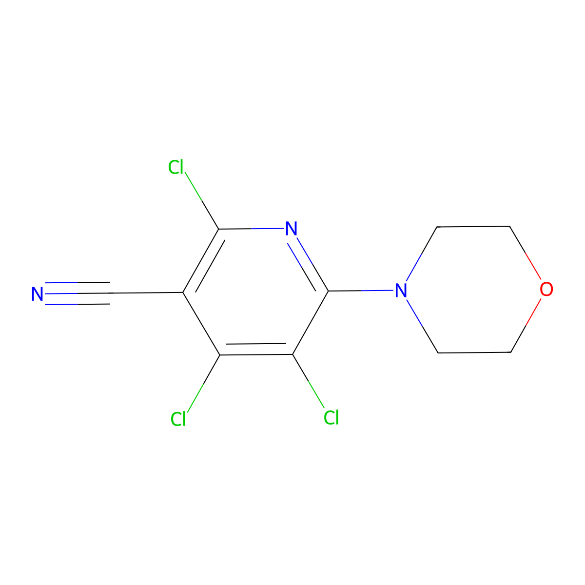 2,4,5-Trichloro-6-(morpholin-4-yl)pyridine-3-carbonitrile molecular structure, CAS 304650-24-6
