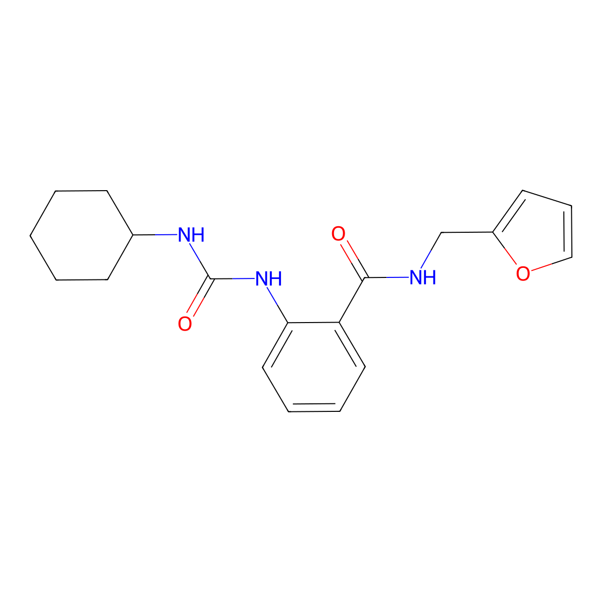 2-[(cyclohexylcarbamoyl)amino]-N-(furan-2-ylmethyl)benzamide molecular structure, CAS 304650-78-0