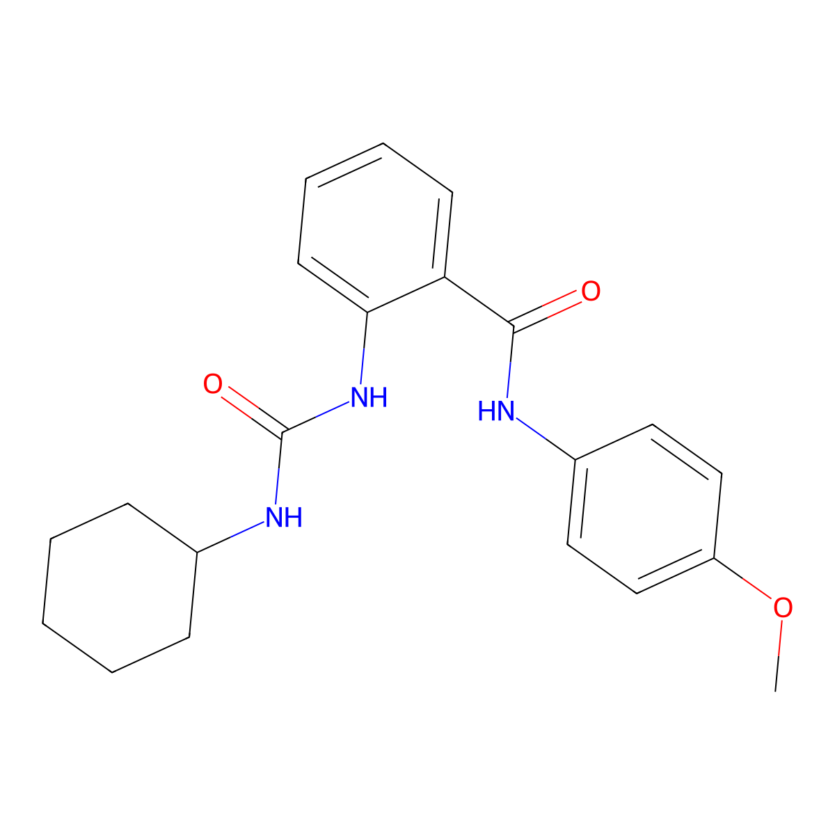 2-(cyclohexylcarbamoylamino)-N-(4-methoxyphenyl)benzamide molecular structure, CAS 304650-87-1