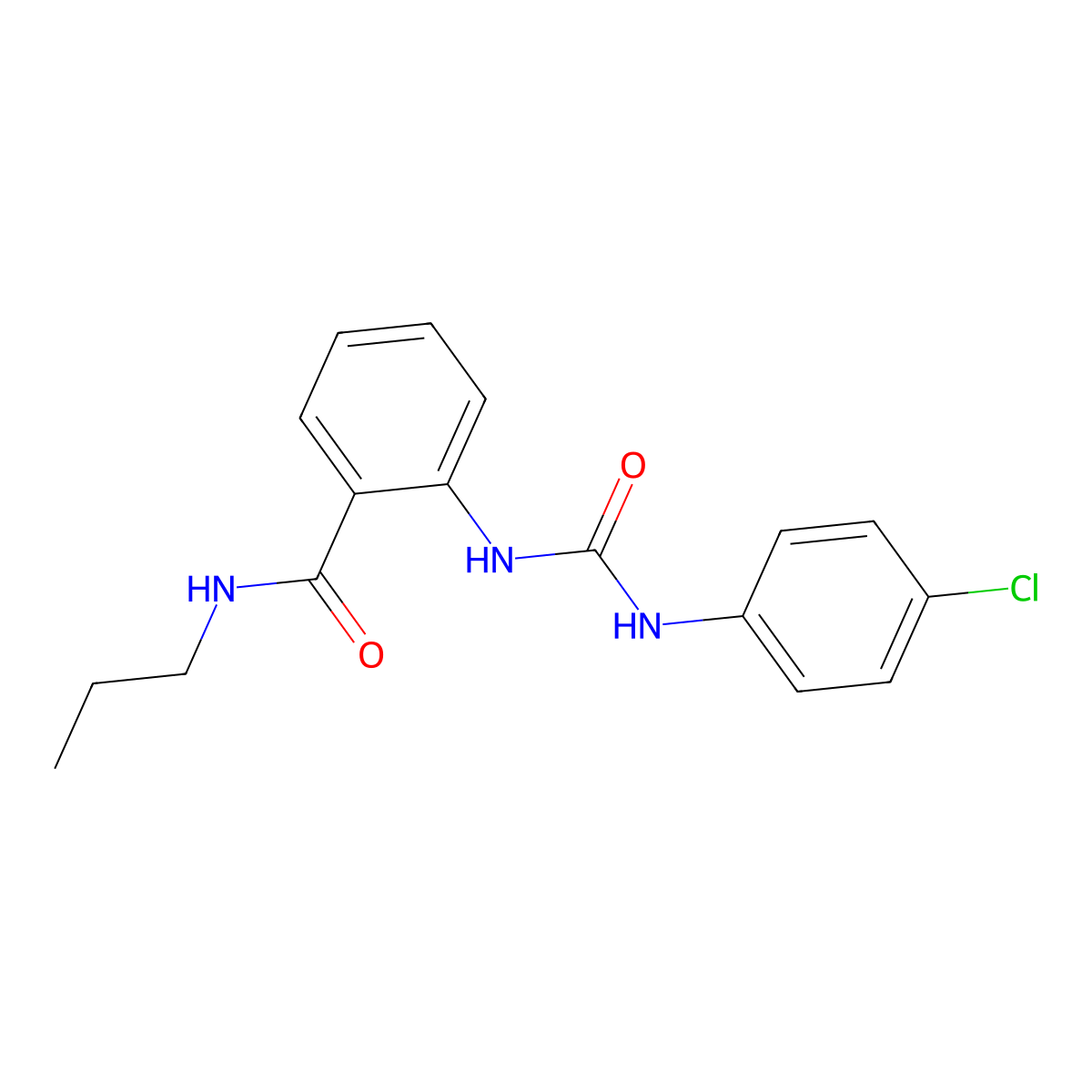 2-[(4-chlorophenyl)carbamoylamino]-N-propylbenzamide molecular structure, CAS 304651-22-7