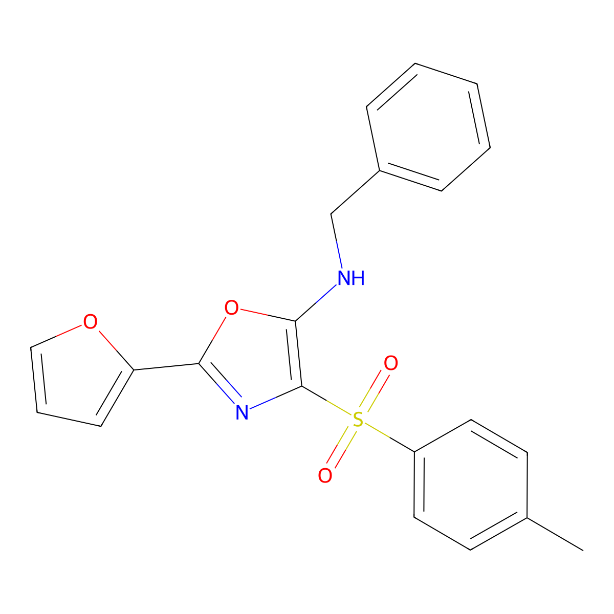 2-(2-Furyl)-4-[(4-methylphenyl)sulfonyl]-5-[benzylamino]-1,3-oxazole molecular structure, CAS 304658-14-8
