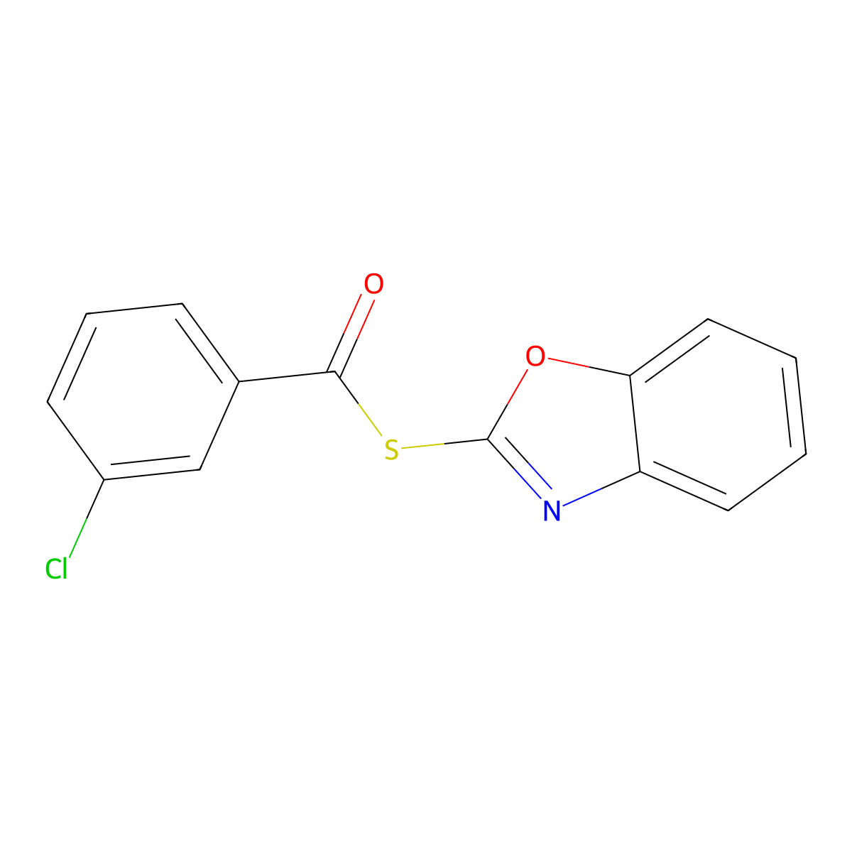 3-Chloro-thiobenzoic acid S-benzooxazol-2-yl ester molecular structure, CAS 304661-84-5