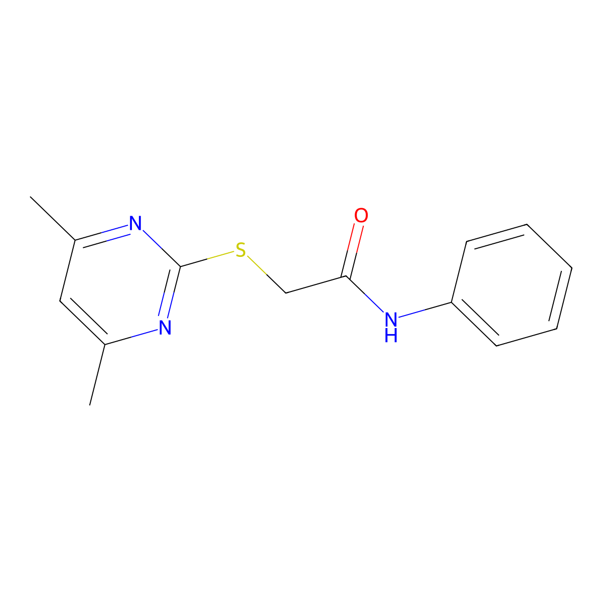 2-(4,6-dimethylpyrimidin-2-ylthio)-N-phenylacetamide molecular structure, CAS 304662-20-2