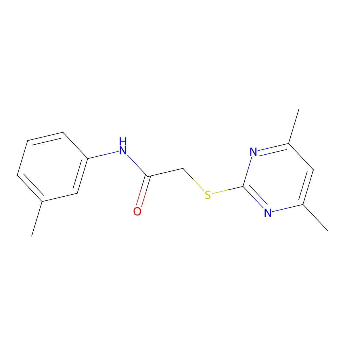 2-(4,6-dimethylpyrimidin-2-yl)sulfanyl-N-(3-methylphenyl)acetamide molecular structure, CAS 304662-22-4