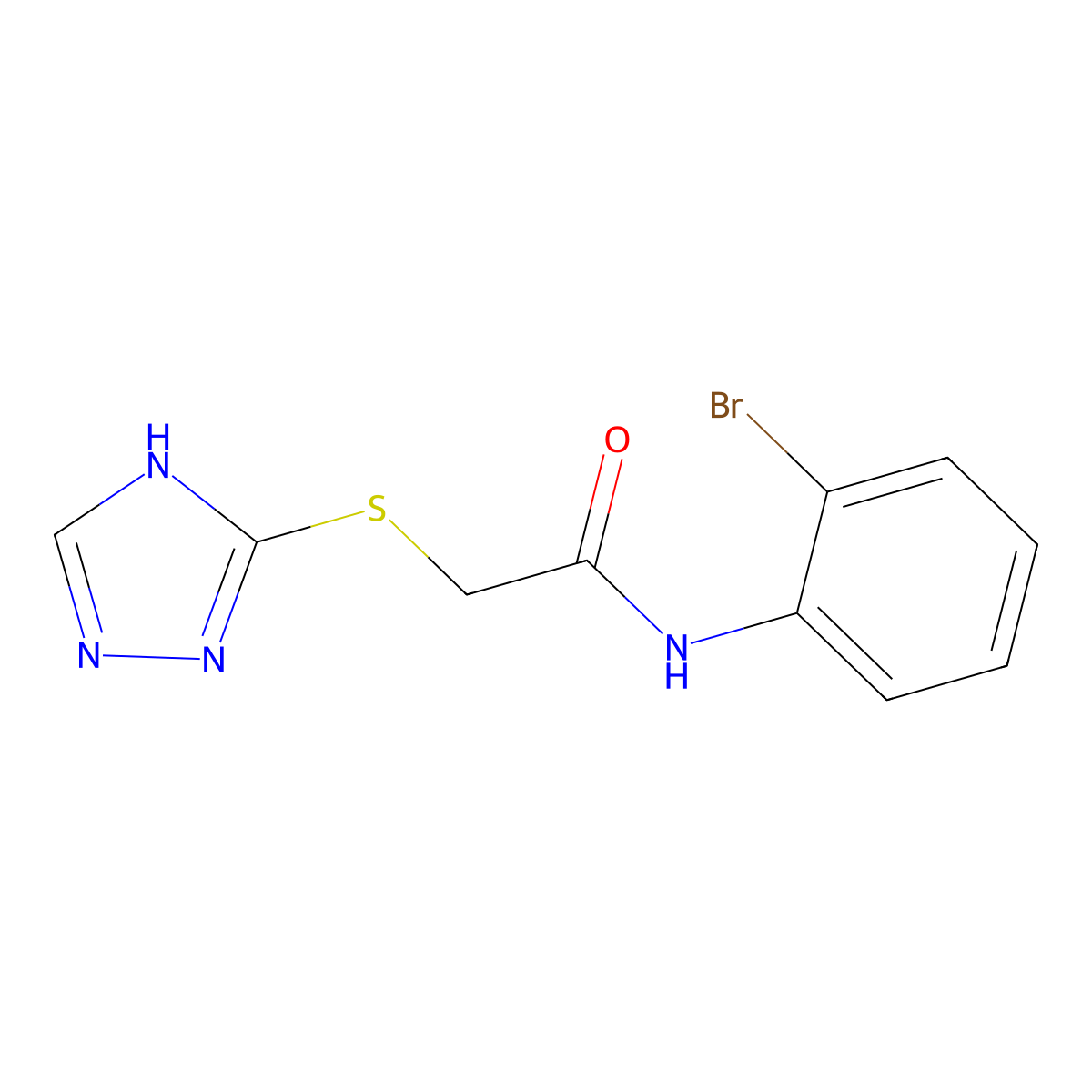 N-(2-bromophenyl)-2-(1H-1,2,4-triazol-5-ylsulfanyl)acetamide molecular structure, CAS 304662-32-6
