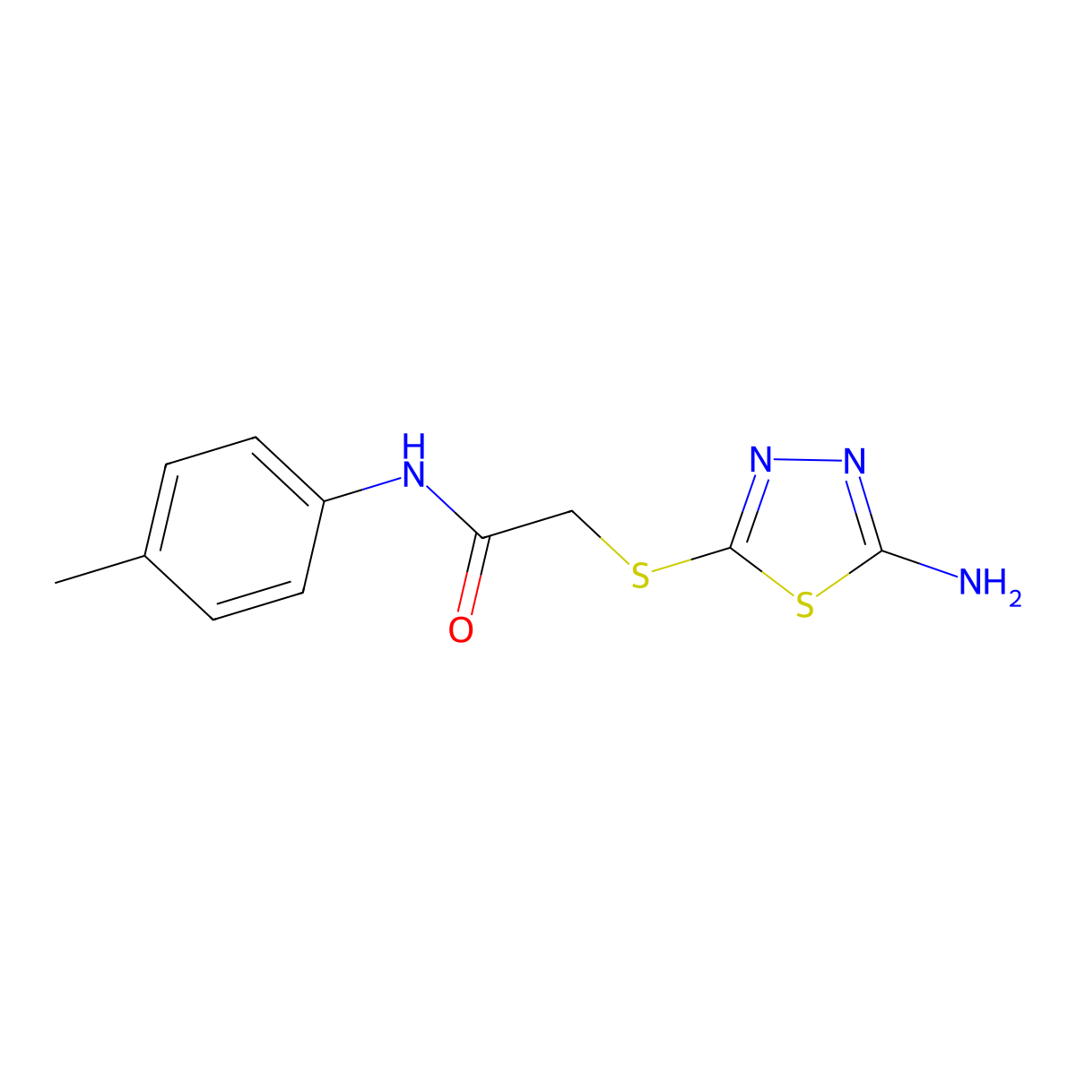 2-[(5-Amino-1,3,4-thiadiazol-2-yl)thio]-N-(4-methylphenyl)acetamide molecular structure, CAS 304662-71-3