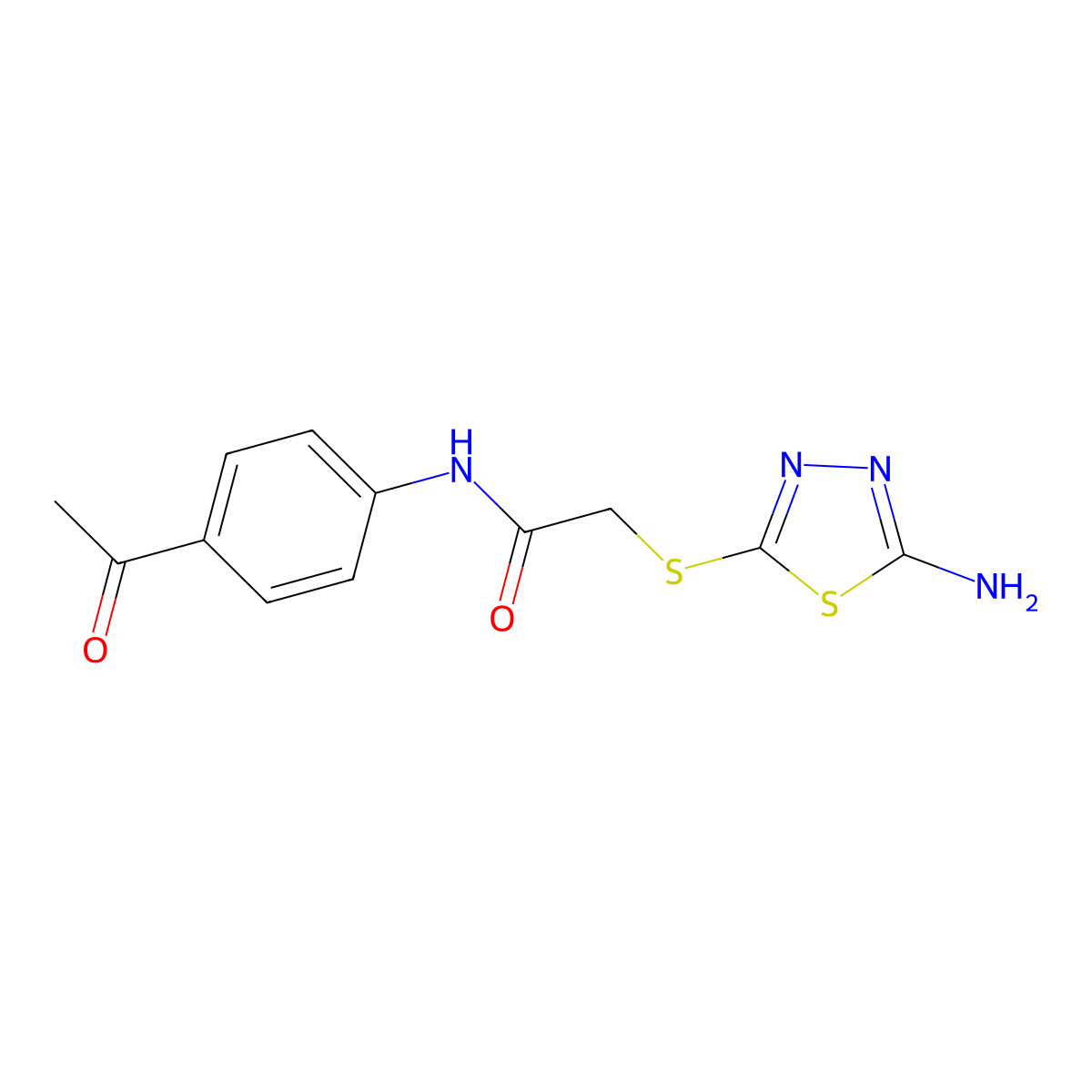 N-(4-Acetylphenyl)-2-((5-amino-1,3,4-thiadiazol-2-yl)thio)acetamide molecular structure, CAS 304662-73-5