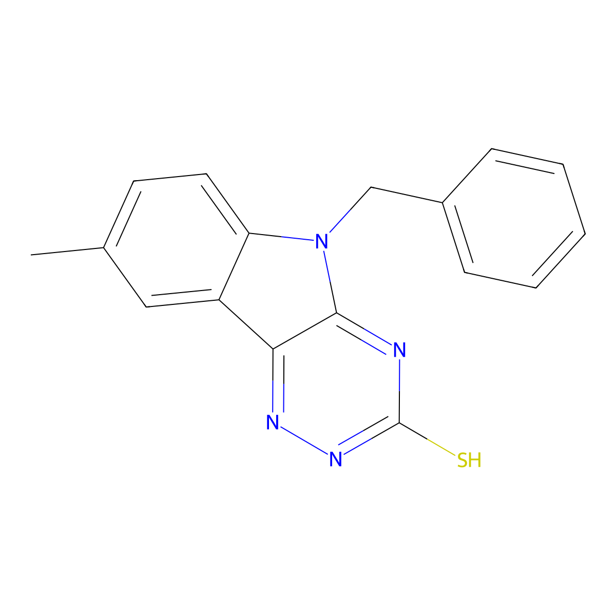 5-Benzyl-8-methyl-5H-[1,2,4]triazino[5,6-b]indole-3-thiol molecular structure, CAS 304663-49-8