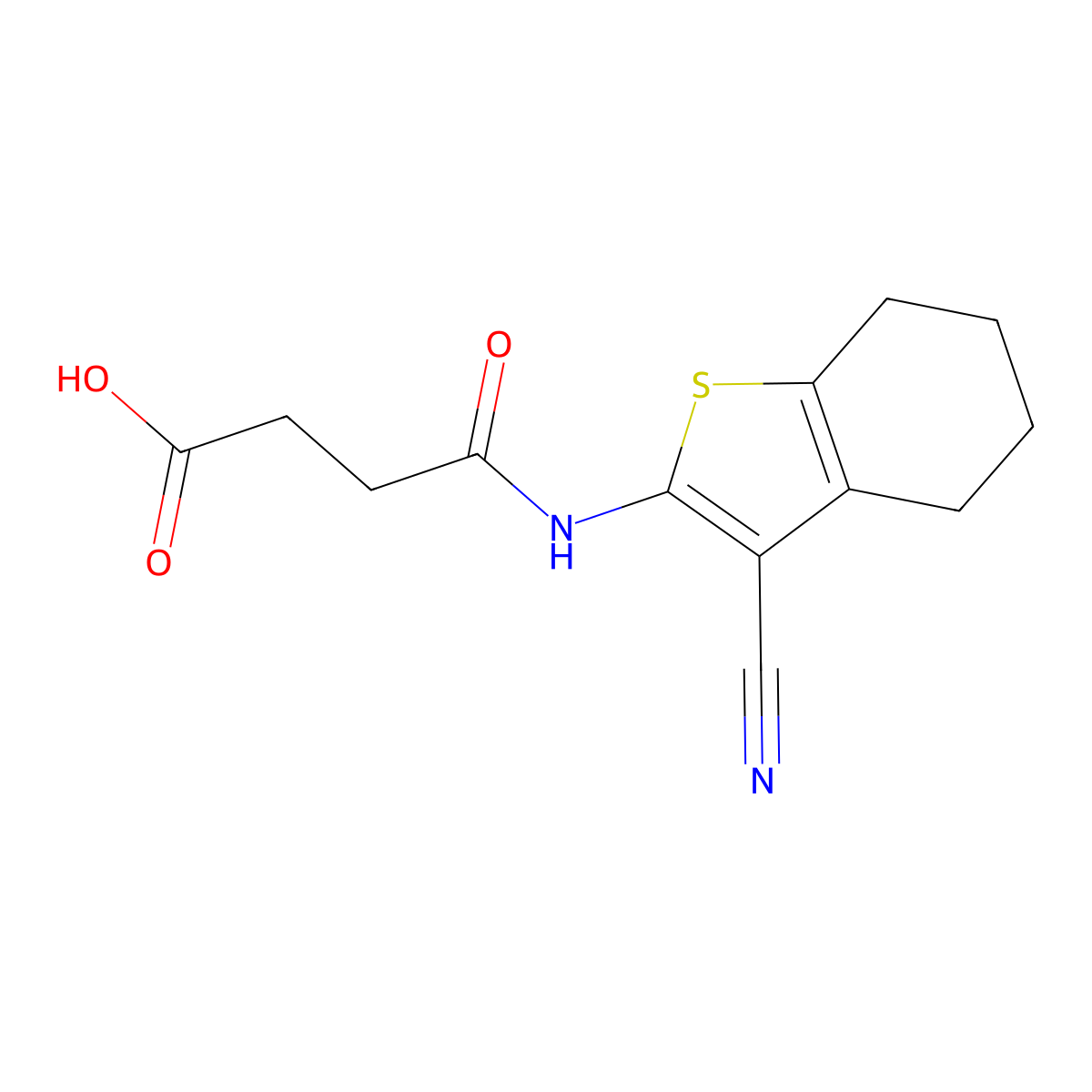 4-[(3-Cyano-4,5,6,7-tetrahydro-1-benzothien-2-yl)amino]-4-oxobutanoic acid molecular structure, CAS 304666-08-8