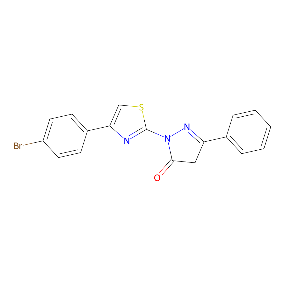 2-[4-(4-bromophenyl)-1,3-thiazol-2-yl]-5-phenyl-4H-pyrazol-3-one molecular structure, CAS 304666-19-1