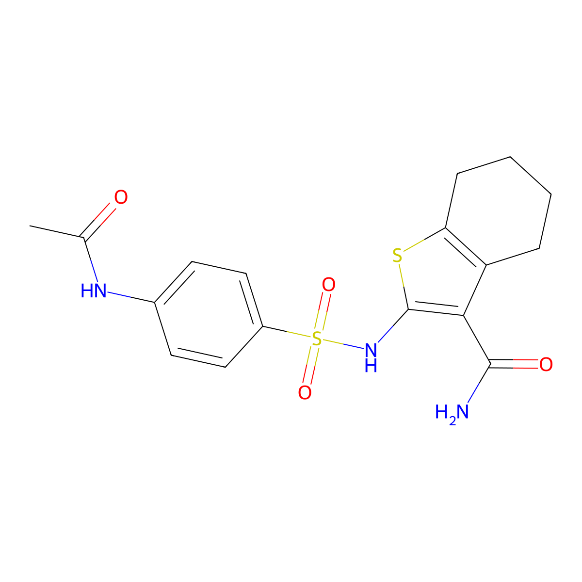 2-[(4-Acetamidophenyl)sulfonylamino]-4,5,6,7-tetrahydro-1-benzothiophene-3-carboxamide molecular structure, CAS 304666-92-0
