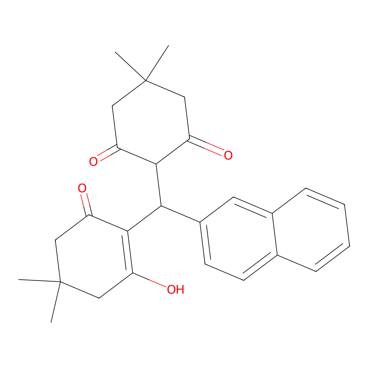 2-[(2-Hydroxy-4,4-dimethyl-6-oxo-1-cyclohexen-1-yl)(2-naphthyl)methyl]-5,5-dimethyl-1,3-cyclohexanedione molecular structure, CAS 304667-06-9