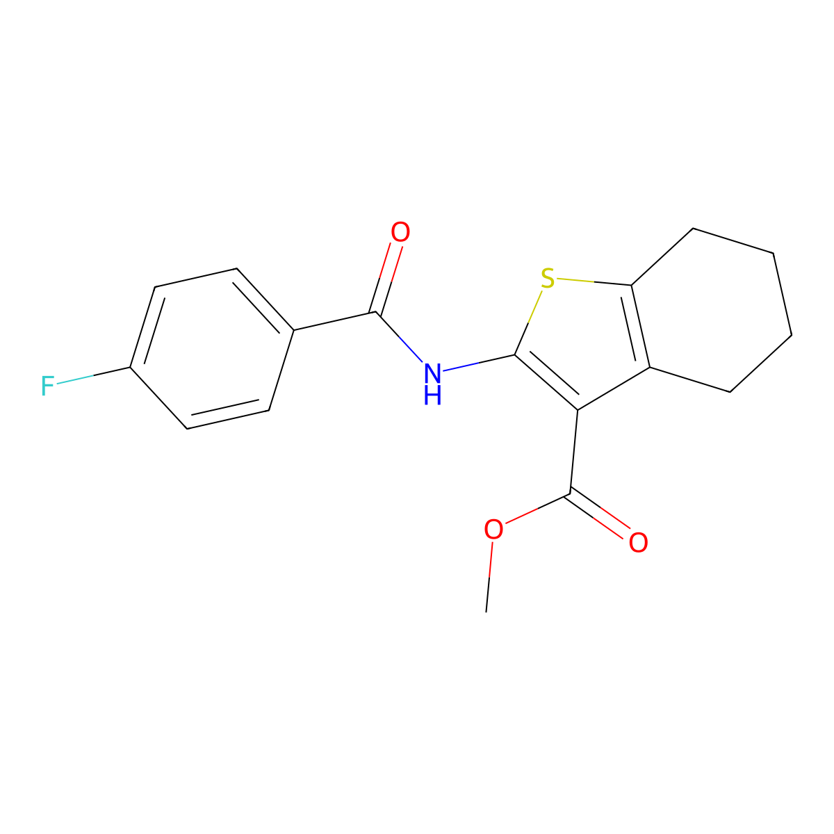 Methyl 2-[(4-fluorobenzoyl)amino]-4,5,6,7-tetrahydro-1-benzothiophene-3-carboxylate molecular structure, CAS 304667-10-5