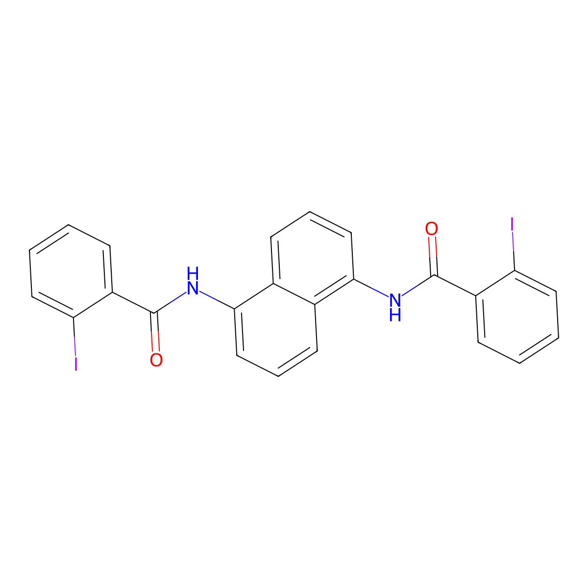 N,N'-naphthalene-1,5-diylbis(2-iodobenzamide) molecular structure, CAS 304667-38-7