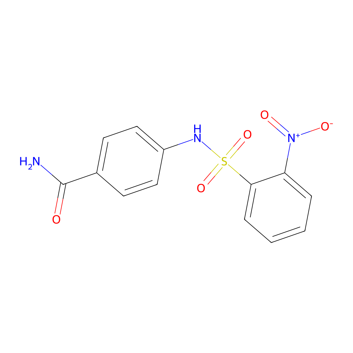 4-{[(2-Nitrophenyl)sulfonyl]amino}benzamide molecular structure, CAS 304667-45-6