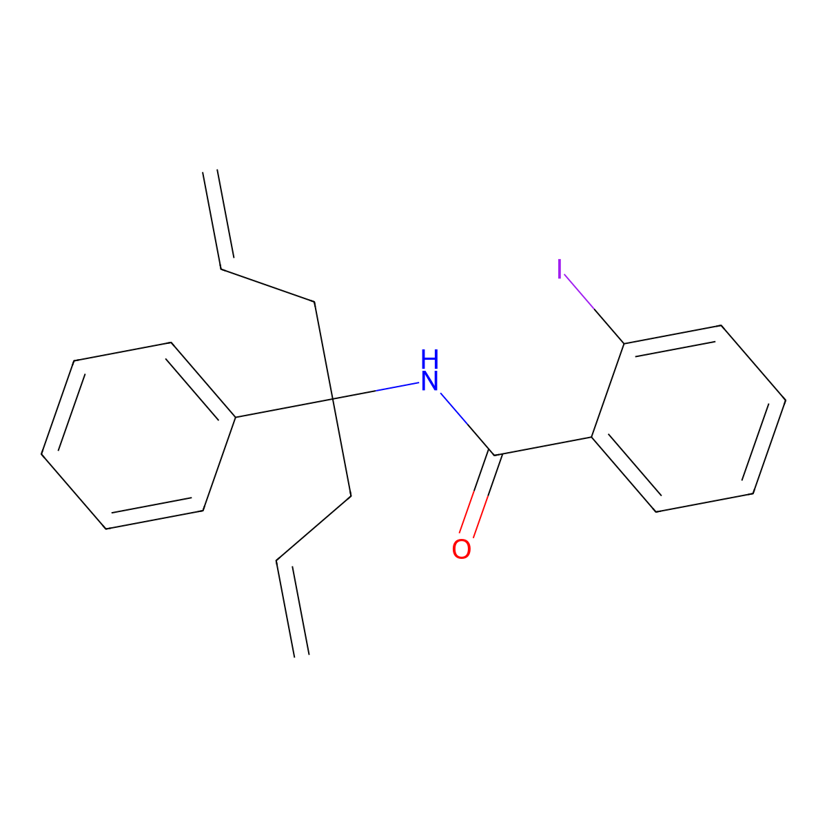 2-iodo-N-(4-phenylhepta-1,6-dien-4-yl)benzamide molecular structure, CAS 304667-47-8