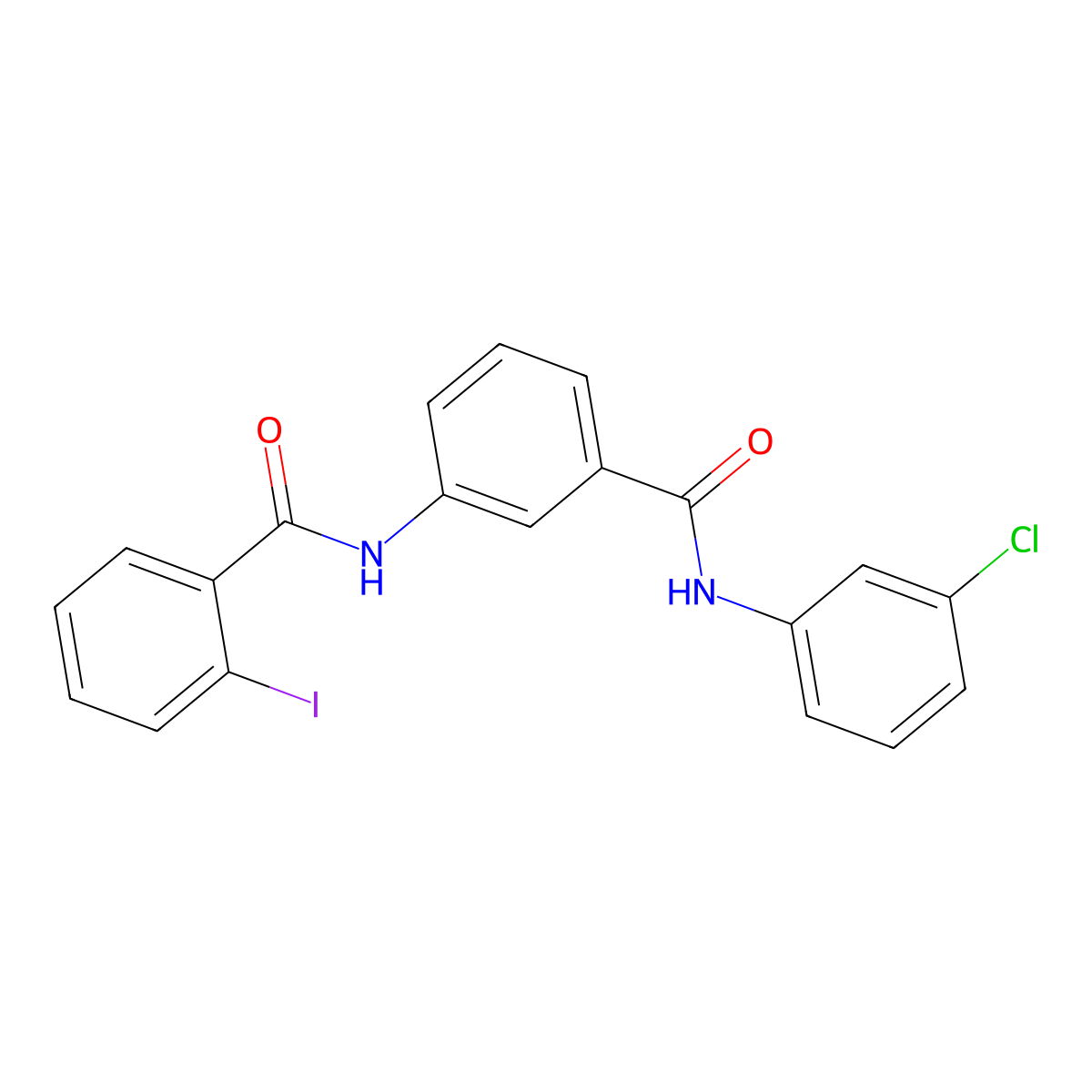 N-(3-{[(3-chlorophenyl)amino]carbonyl}phenyl)-2-iodobenzamide molecular structure, CAS 304668-06-2