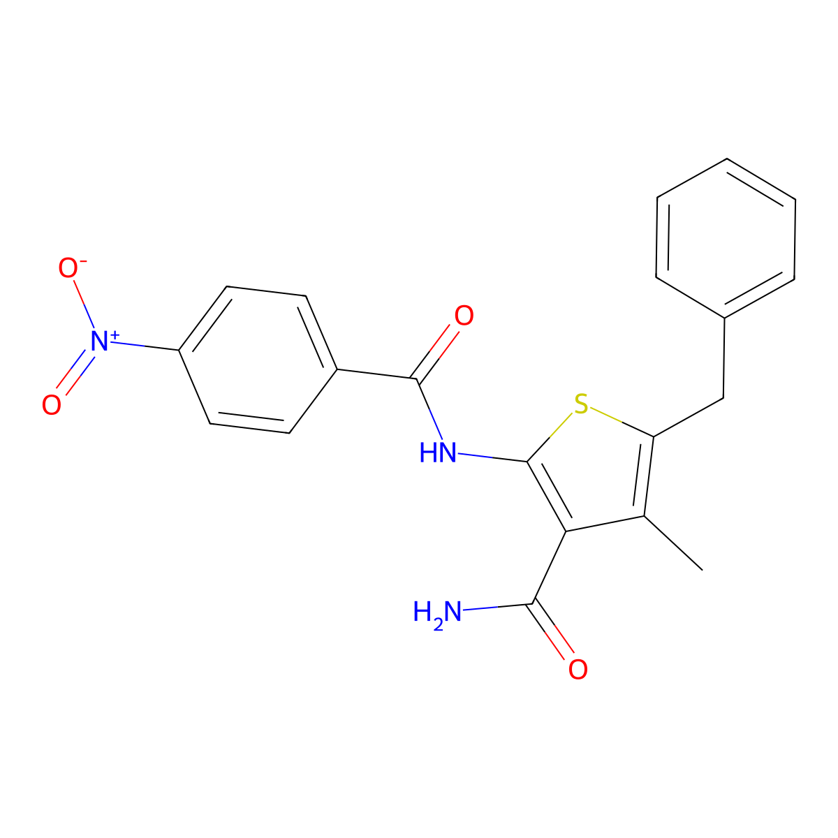 5-Benzyl-4-methyl-2-[(4-nitrobenzoyl)amino]thiophene-3-carboxamide molecular structure, CAS 304668-12-0