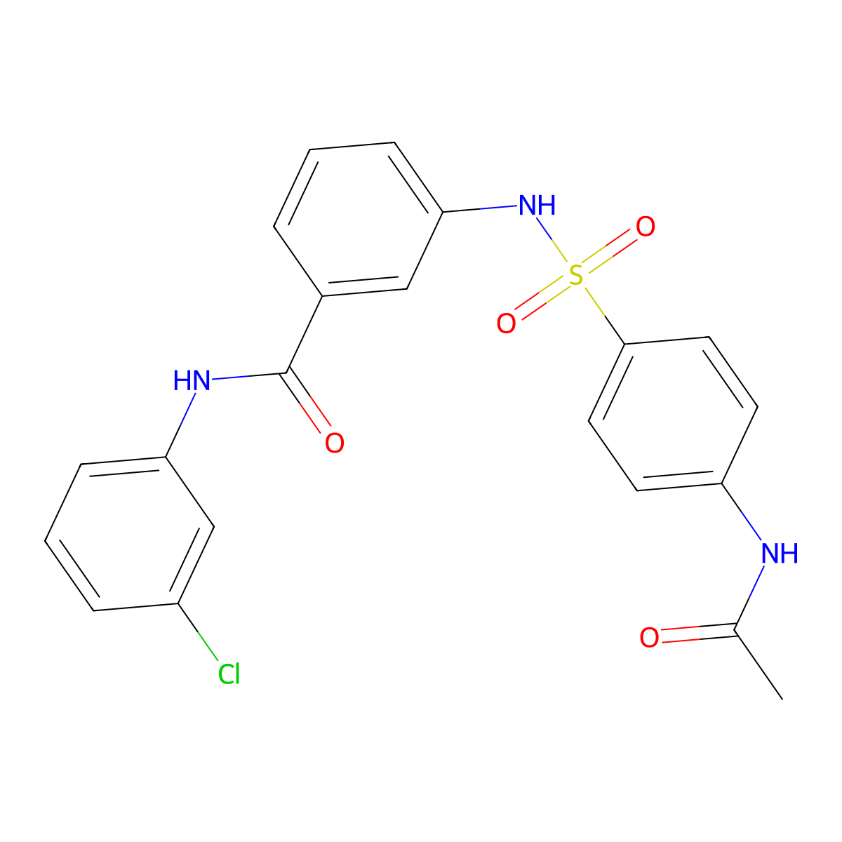 3-({[4-(acetylamino)phenyl]sulfonyl}amino)-N-(3-chlorophenyl)benzamide molecular structure, CAS 304668-13-1