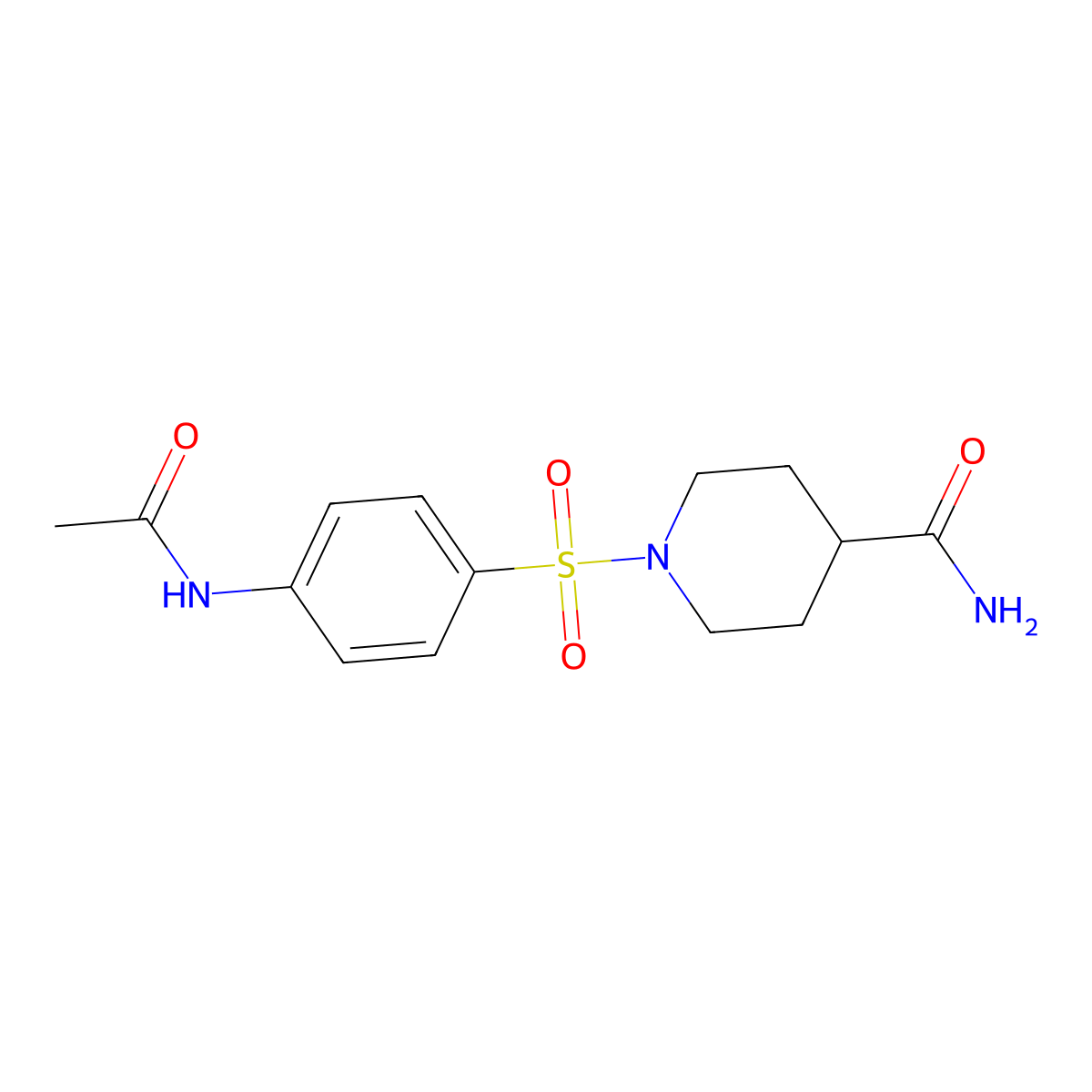 1-{[4-(Acetylamino)phenyl]sulfonyl}piperidine-4-carboxamide molecular structure, CAS 304668-29-9