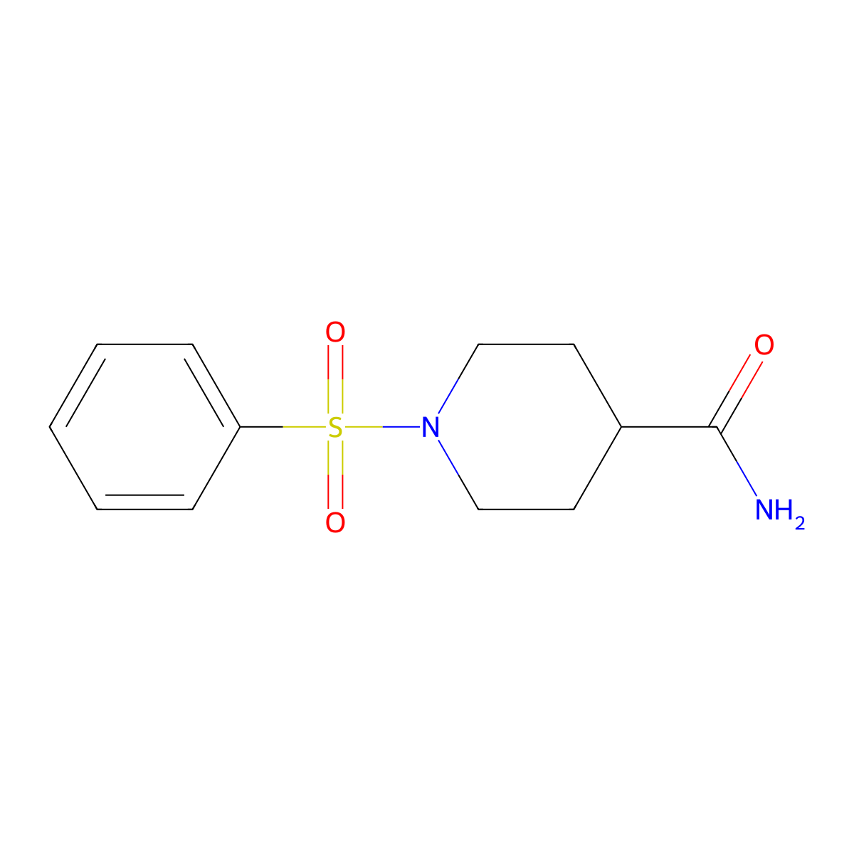 1-(Phenylsulfonyl)piperidine-4-carboxamide molecular structure, CAS 304668-32-4