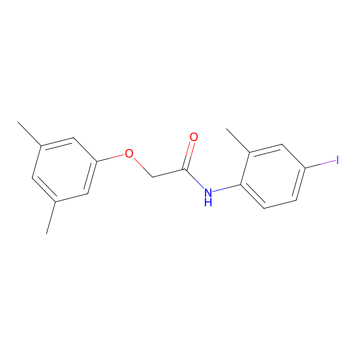 2-(3,5-dimethylphenoxy)-N-(4-iodo-2-methylphenyl)acetamide molecular structure, CAS 304672-47-7