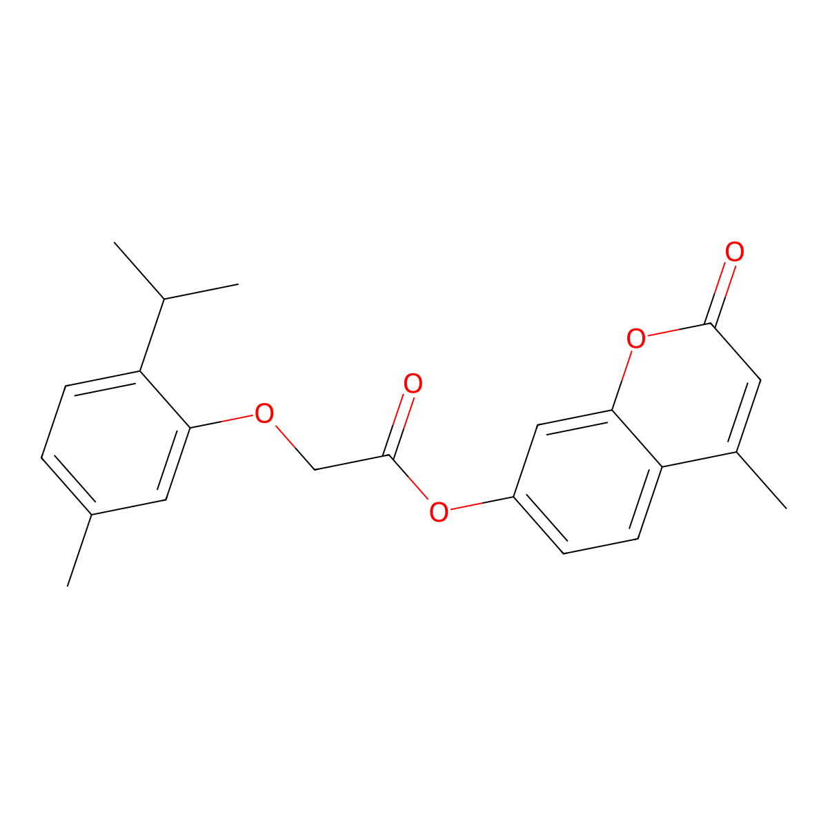4-Methyl-2-oxochromen-7-yl 2-[5-methyl-2-(methylethyl)phenoxy]acetate molecular structure, CAS 304673-19-6