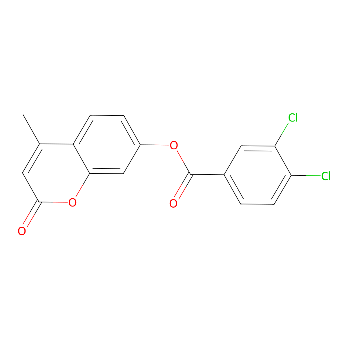 4-Methyl-2-oxochromen-7-yl 3,4-dichlorobenzoate molecular structure, CAS 304673-32-3