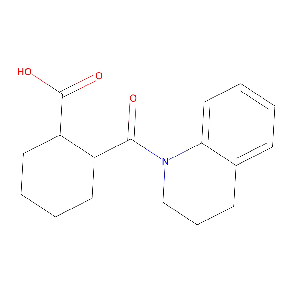 2-(3,4-Dihydro-2H-quinoline-1-carbonyl)-cyclohexanecarboxylic acid molecular structure, CAS 304674-01-9