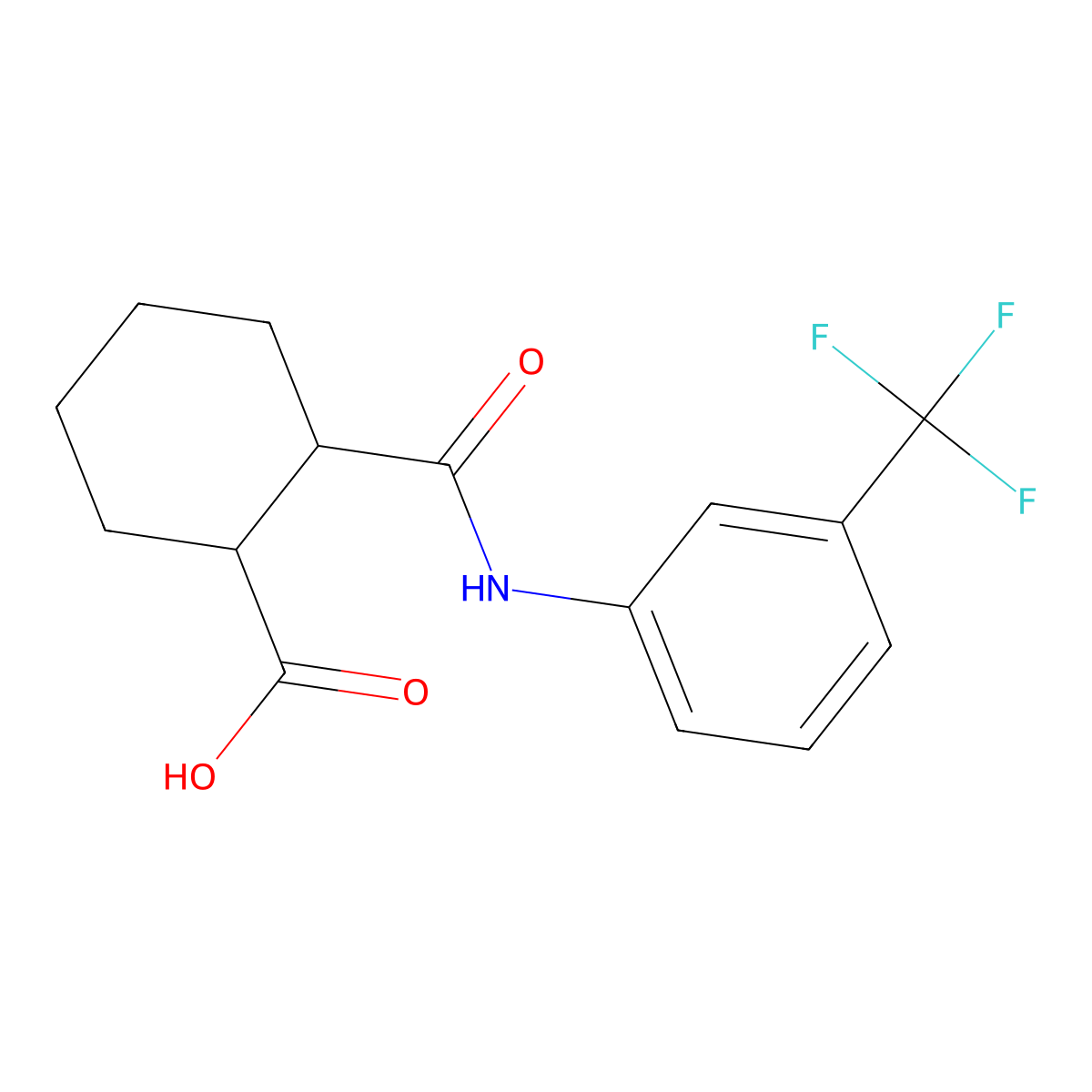 2-((3-(Trifluoromethyl)phenyl)carbamoyl)cyclohexane-1-carboxylic acid molecular structure, CAS 304674-19-9